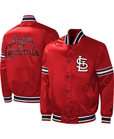 Men's Starter Red St. Louis Cardinals Midfield Satin Full-Snap Varsity Jacket