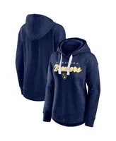 Women's Fanatics Heathered Navy Milwaukee Brewers Set to Fly Pullover Hoodie