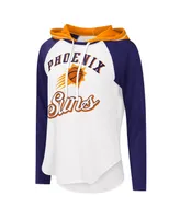 Women's G-iii 4Her by Carl Banks White Phoenix Suns Mvp Raglan Hoodie Long Sleeve T-shirt