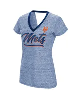 Women's Touch Royal New York Mets Halftime Back Wrap Top V-Neck T-shirt