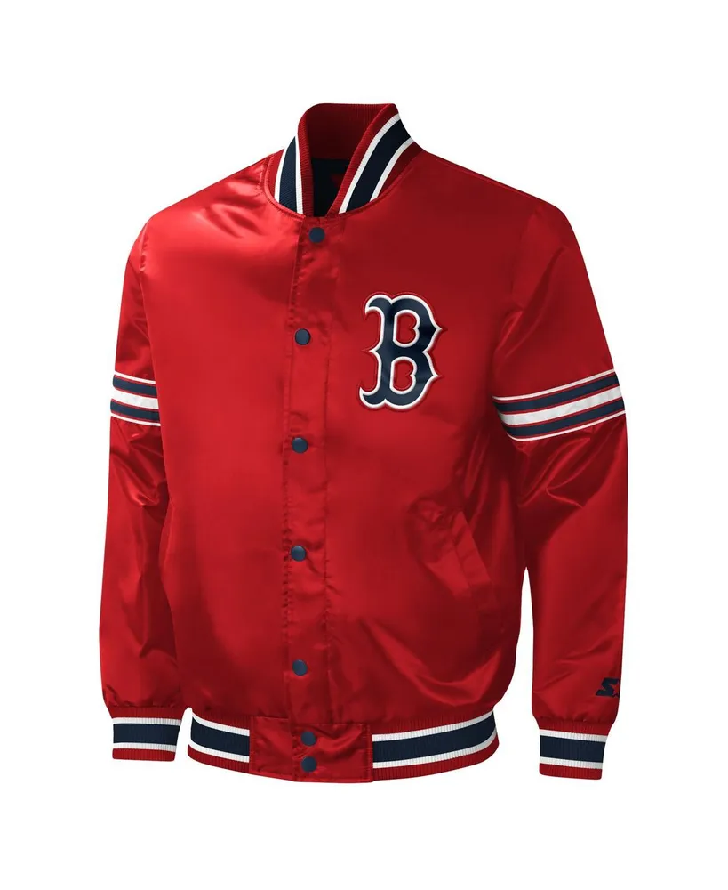 Men's Starter Red Boston Red Sox Midfield Satin Full-Snap Varsity Jacket