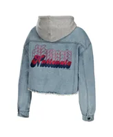 Women's Wear by Erin Andrews Washington Nationals Hooded Full-Button Denim Jacket