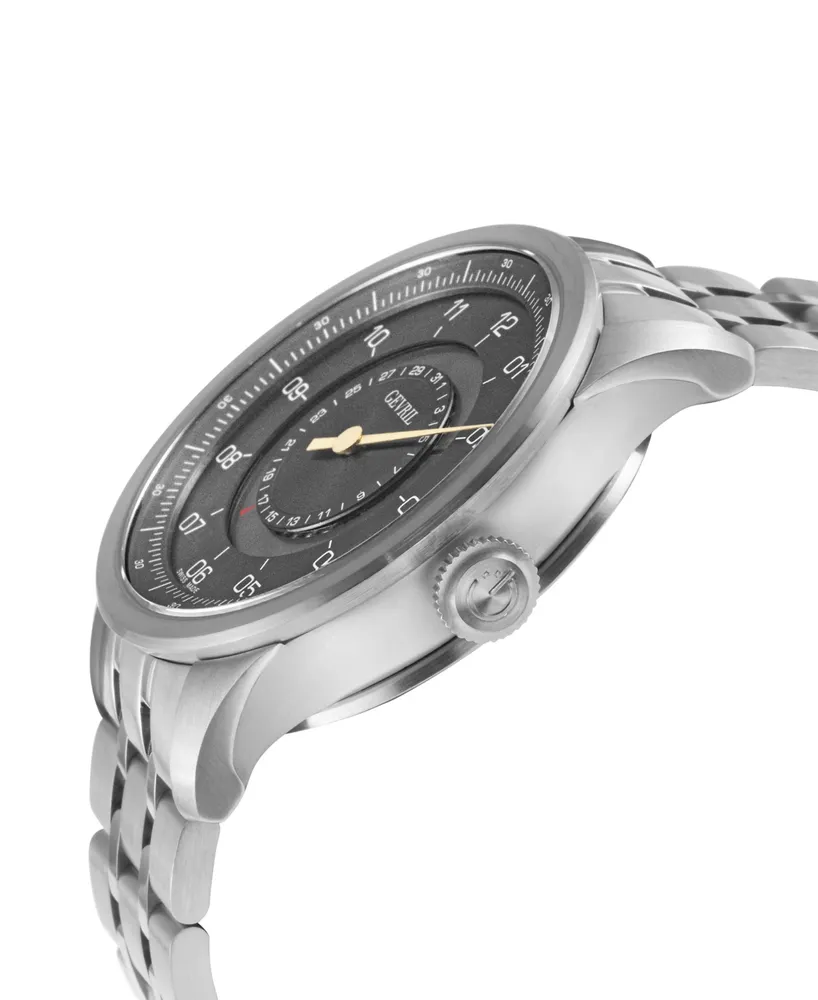 Gevril Men's Jones St Swiss Automatic Silver-Tone Stainless Steel Bracelet Watch 45mm