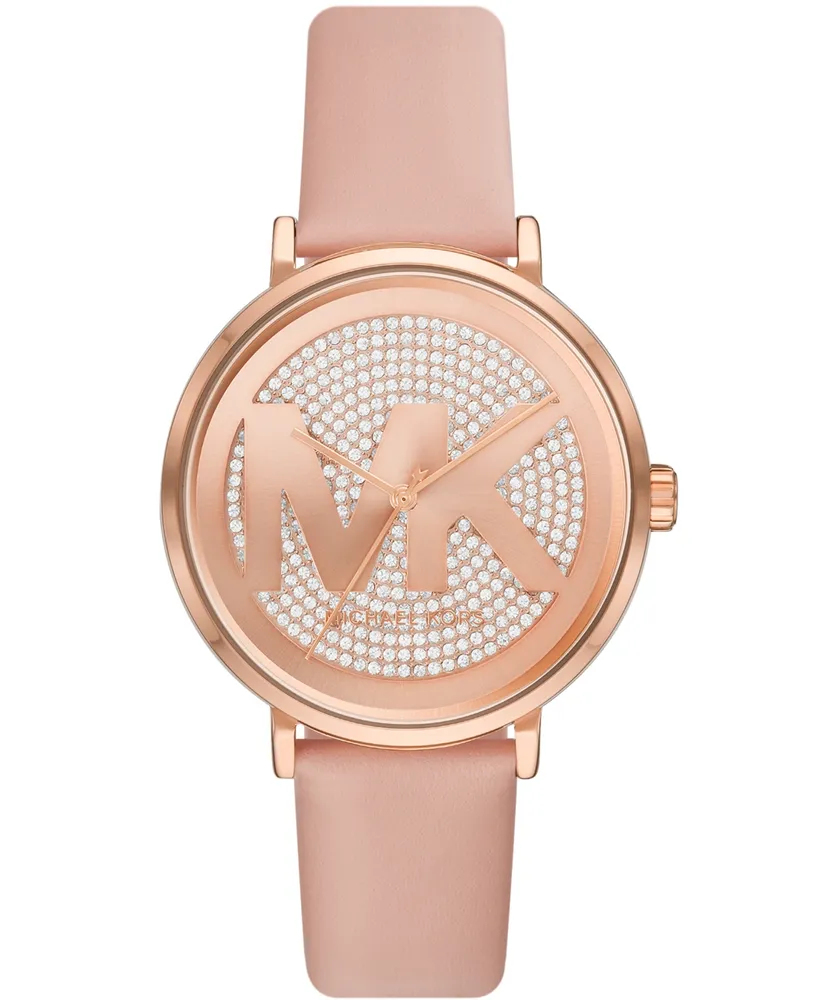 Michael Kors Women's Addyson Quartz Three-Hand Blush Leather Watch 40mm