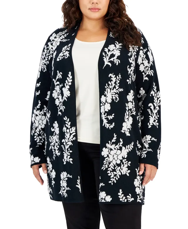 Jm Collection Textured Hem Cascade-Front Cardigan, Created for Macy's