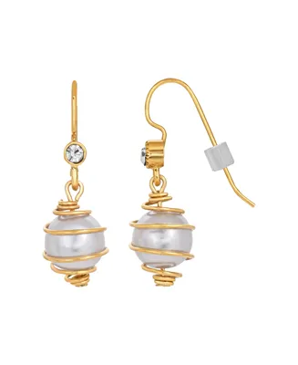 2028 Imitation Pearl Wire Wrapped Drop Earring