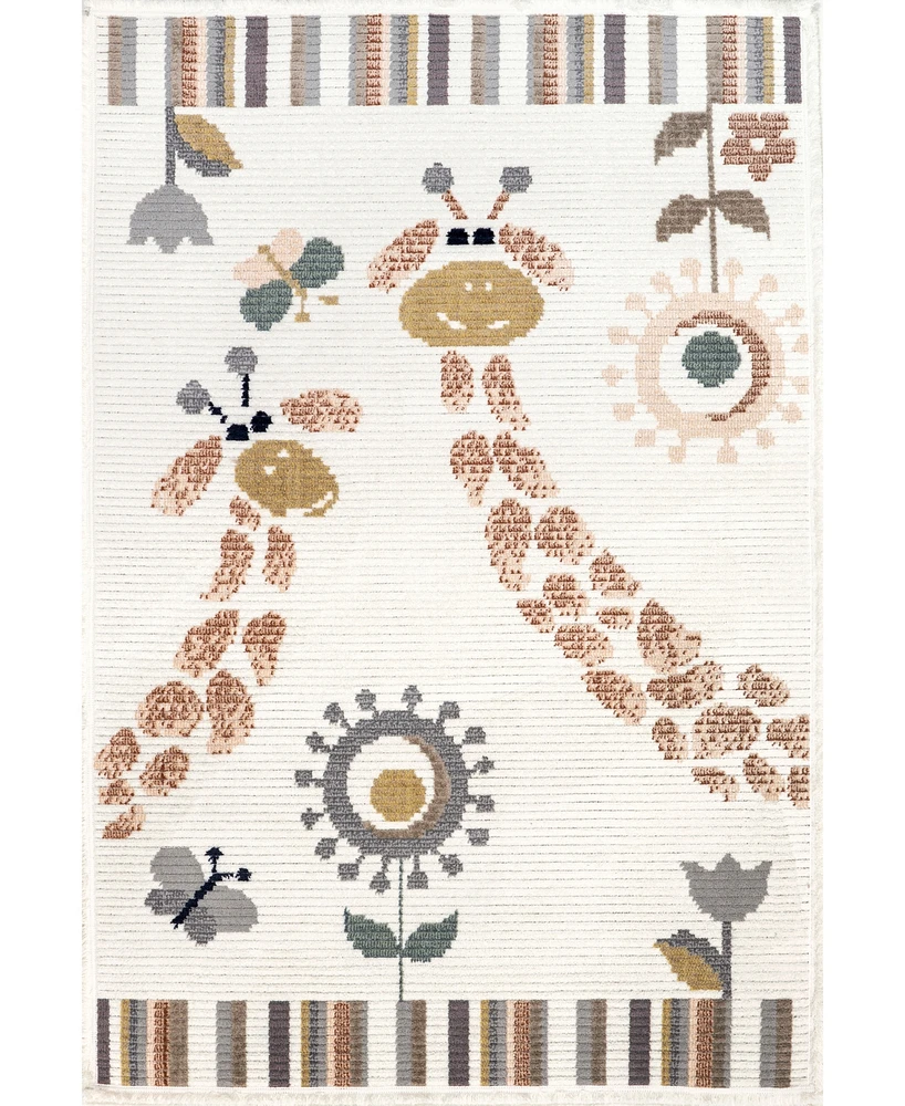 nuLoom Pearl Avianna Giraffe Kids Fringe 3' x 5' Area Rug