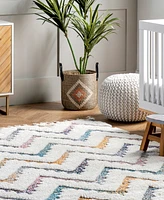 nuLoom Loft Rumi High-Low Chevron Kids Tassel 6'7" x 9' Area Rug