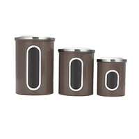 Mega Casa Megacasa 3 Piece Stainless Steel Canister Set in Brown Finish