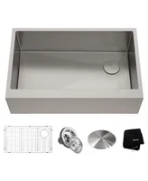 Kraus Standart Pro 33 in. 16 Gauge Single Bowl Stainless Steel Modern Farmhouse Kitchen Sink