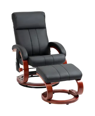 Homcom Recliner Chair with Ottoman, Electric Faux Leather Recliner with 10 Vibration Points and 5 Massage Mode, Reclining Chair with Remote Control, S