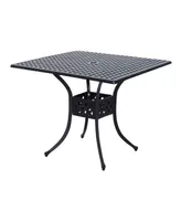 Outsunny 36" x 36" Square Metal Outdoor Patio Bistro Table with Center Umbrella Hole & Cast Iron Stylish Design