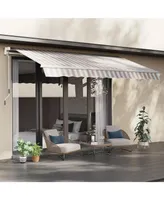 Outsunny 12' x 8' Retractable Awning Patio Awnings Sun Shade Shelter with Manual Crank Handle