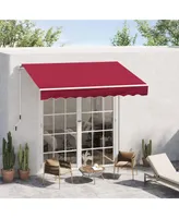 Outsunny 8' x 6.6' Patio Retractable Awning, Manual Sun Shade, Wine