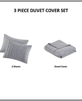 Closeout! Beautyrest Maddox 3 Piece Striated Cationic Dyed Oversized Duvet Cover Set with Pleats