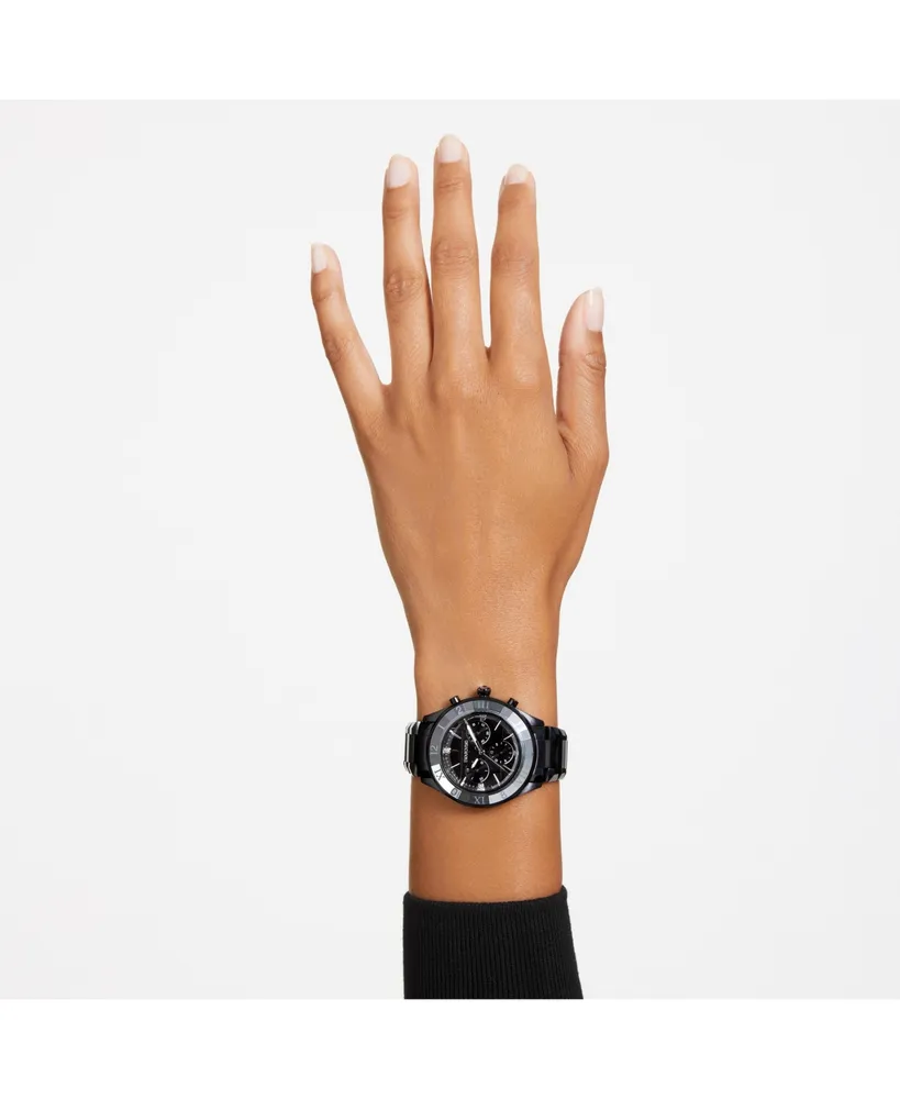 Swarovski Women's Quartz Black Metal Watch, Swiss Made 39mm