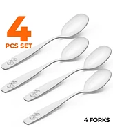 Zulay Kitchen Kids and Toddler Cutlery Set Designed For Self Feeding - 4 Piece Spoon