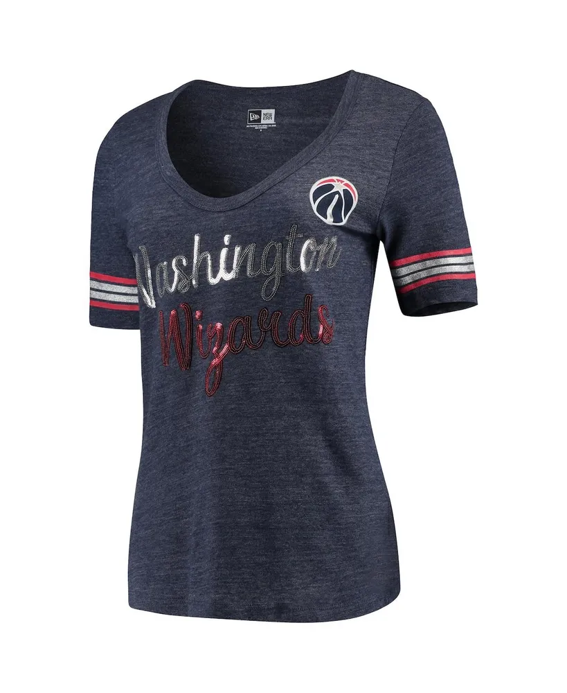 New Era Women's Heathered Navy Cleveland Indians Tri-Blend Raglan V-Neck T- shirt