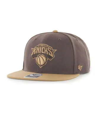 Men's '47 Brand Brown New York Knicks No Shot Two-Tone Captain Snapback Hat