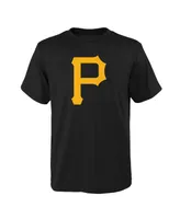 Big Boys and Girls Black Pittsburgh Pirates Logo Primary Team T-shirt