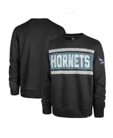 Men's '47 Brand Heather Black Charlotte Hornets Tribeca Emerson Pullover Sweatshirt