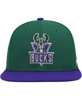 Men's Mitchell & Ness Hunter Green, Purple Milwaukee Bucks Hardwood Classics Coast to Fitted Hat