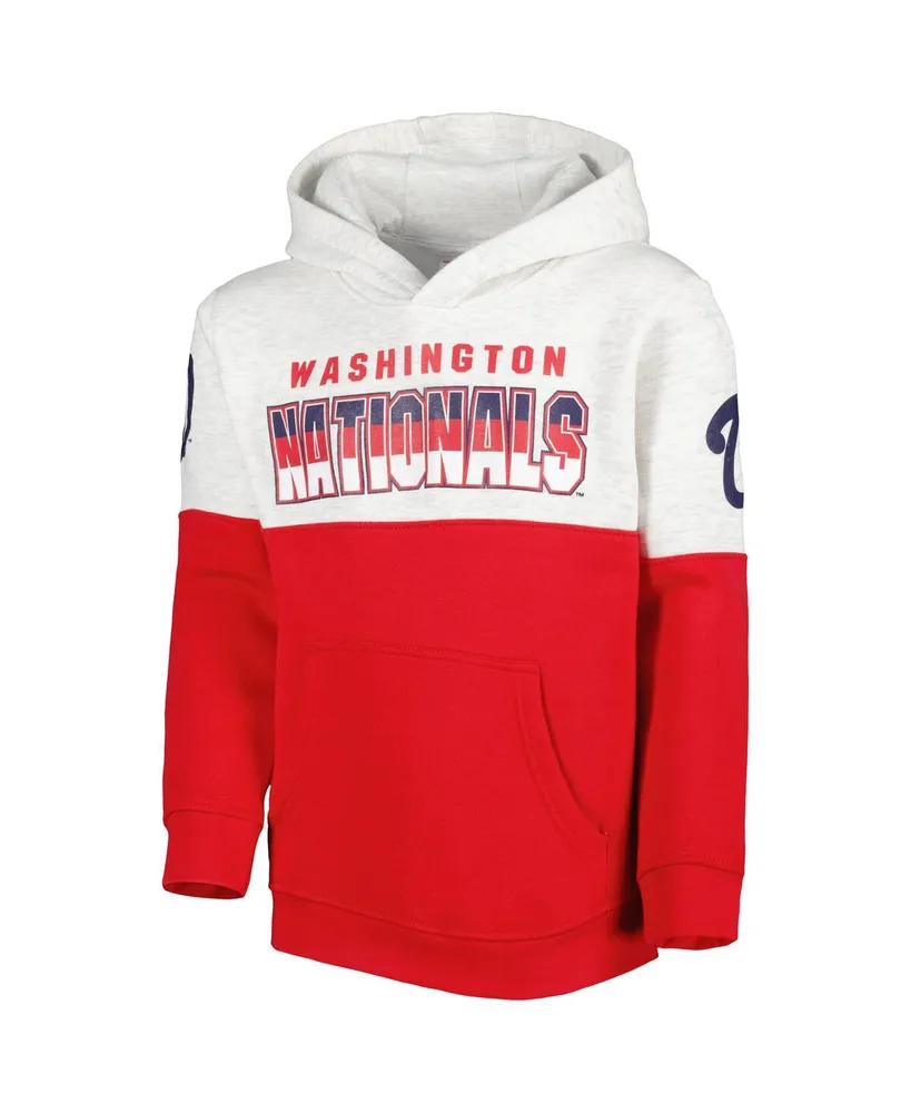 Big Boys and Girls Heather Gray, Red Washington Nationals Playmaker Pullover Hoodie