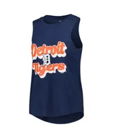 Women's Concepts Sport Orange, Navy Detroit Tigers Wordmark Meter Muscle Tank Top and Pants Sleep Set