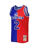 Men's Mitchell & Ness Chris Webber Blue, Red Washington Bullets Hardwood Classics 1994-95 Split Swingman Jersey