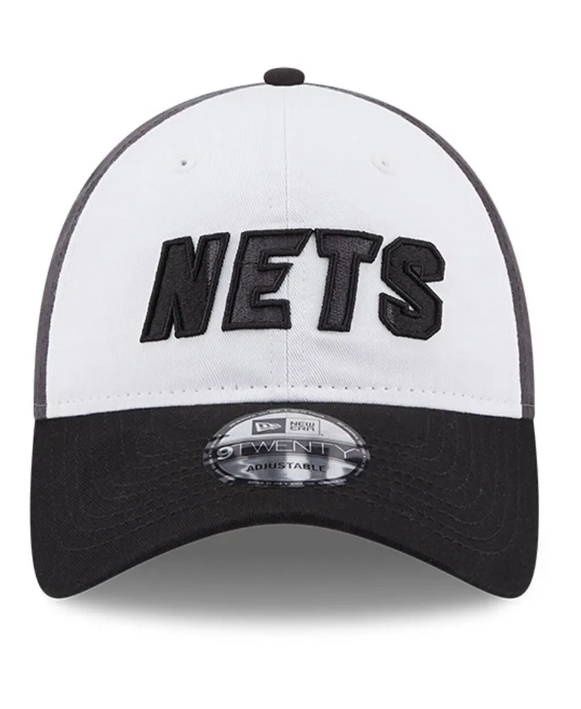 Men's New Era White and Black Brooklyn Nets Back Half 9TWENTY Adjustable Hat