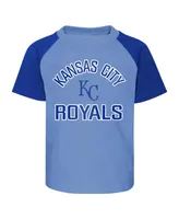 Infant Boys and Girls Light Blue Heather Gray Kansas City Royals Ground Out Baller Raglan T-shirt Shorts Set