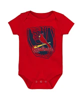 Newborn and Infant Boys Girls Navy, Red, White St. Louis Cardinals Minor League Player Three-Pack Bodysuit Set