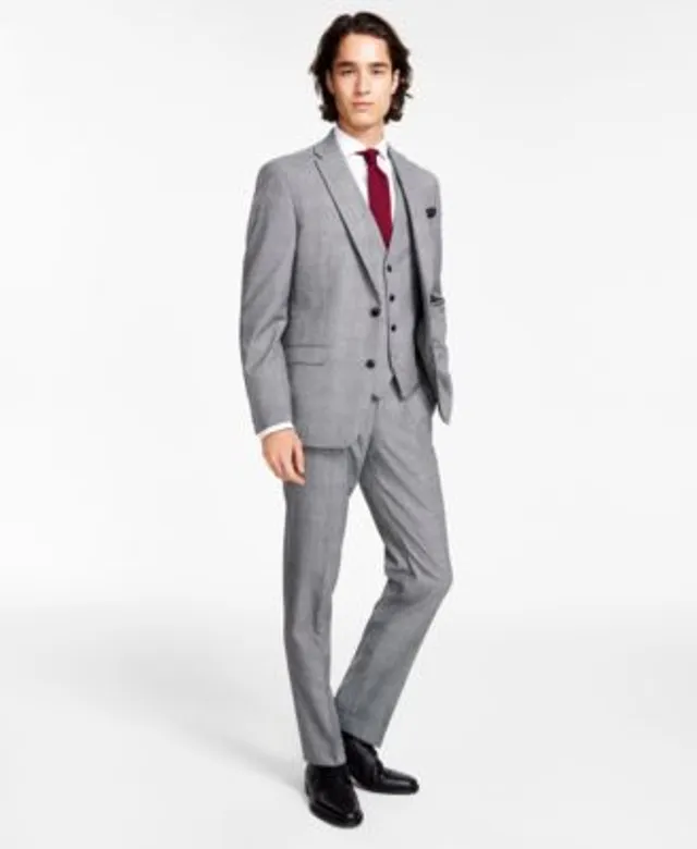 Men's Slim-Fit Black/White Plaid Suit Jacket, Created for Macy's