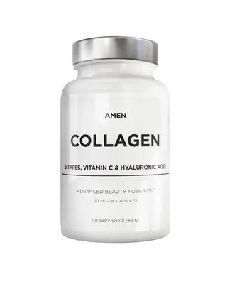 Amen Collagen Peptides 5 Types, Vitamin C, Hyaluronic Acid Capsules - 90ct