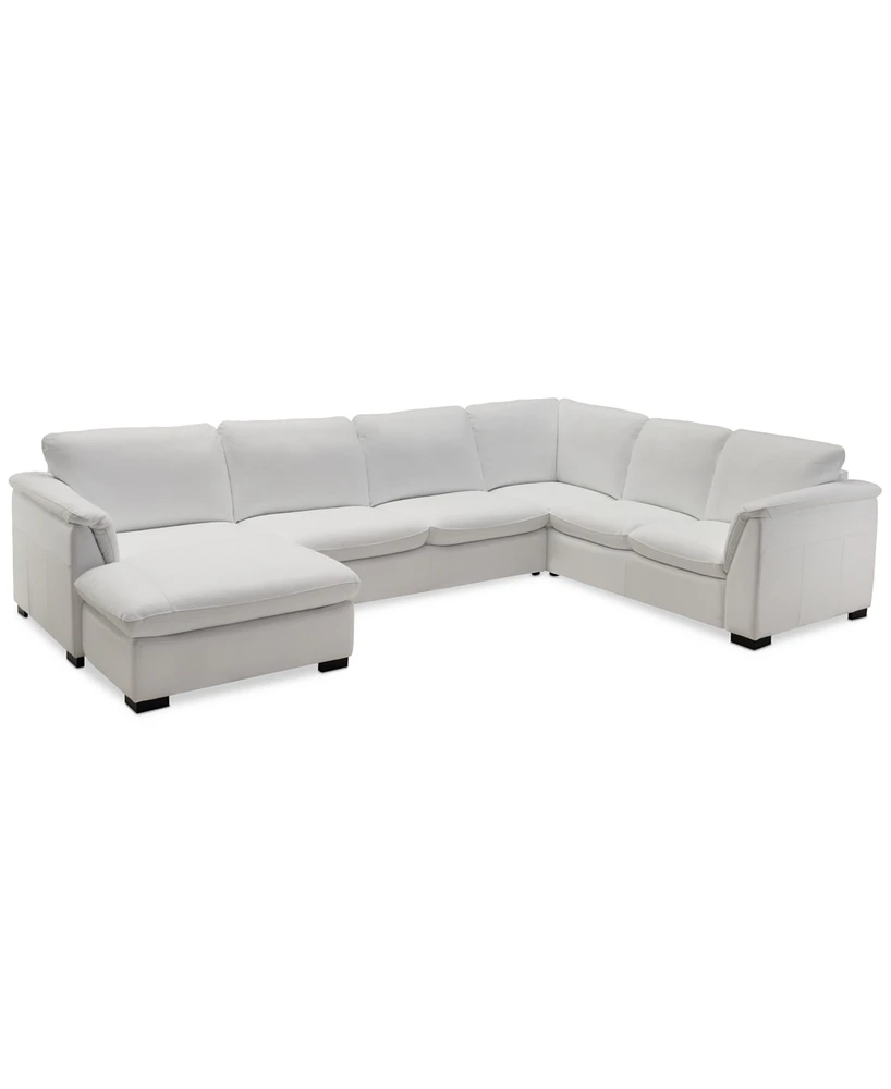 Closeout! Arond 144" 3-Pc. Leather Sectional with Chaise, Created for Macy's