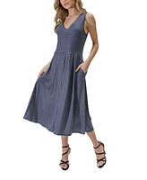 24seven Comfort Apparel Women's Sleeveless Midi Fit Flare Dress