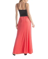 24seven Comfort Apparel Women's Elastic Waist Dressy Maxi Skirt