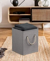 Foldable Linen Storage Cube Bin with Rope Handles - Set of 6