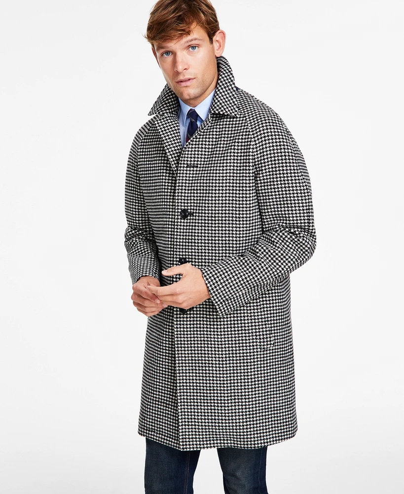 Tommy Hilfiger Men's Modern-Fit Stretch Water-Resistant Houndstooth Overcoat