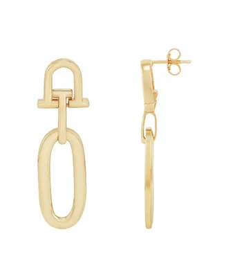 Italian Gold Polished Door Knocker Dangle Drop Earrings in 10k Gold