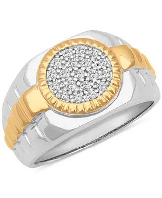Men's Diamond Circle Cluster Ring (1/3 ct. t.w.) Sterling Silver & 18k Gold-Plate