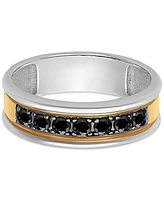 Men's Black Sapphire Band (3/4 ct. t.w.) in Sterling Silver & 18k Gold-Plate