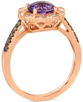 Le Vian Grape Amethyst (1-1/6 ct. t.w.) & Diamond (1/3 ct. t.w.) Flower Ring in 14k Rose Gold