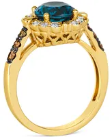 Le Vian Deep Sea Blue Topaz (2 ct. t.w.) & Diamond (1/5 ct. t.w.) Flower Ring in 14k Gold