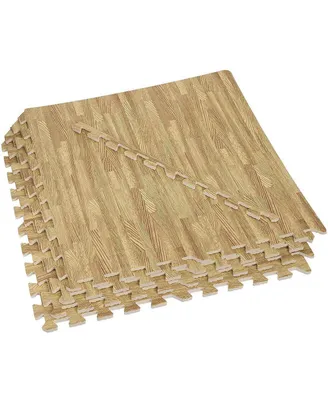 Home Aesthetics 100 SqFt 3/8" Wood Grain Foam Mat Interlocking Tile Flooring 25pcs Oak