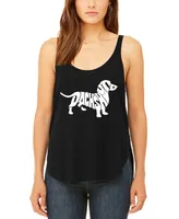 La Pop Art Women's Premium Dachshund Word Flowy Tank Top