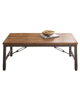 Steve Silver Ashford 48" Wood and Metal Industrial Style Cocktail Table - Antiqued