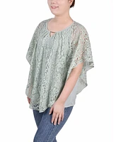 Ny Collection Petite Lace Poncho Top with Matching Tank