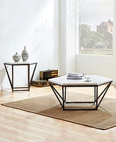 Steve Silver Corvus 36" Hexagonal Shape Marble Top Cocktail Table