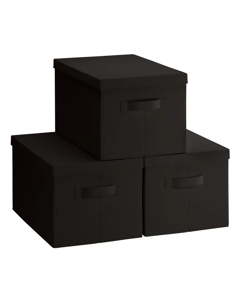 Foldable Large Storage Bin with Handles and Lid - Set of 3